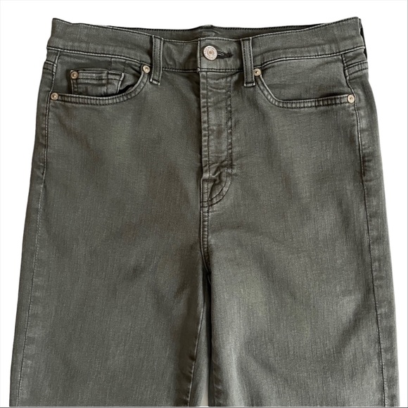 7 For All Mankind High Waisted Cropped Wide Leg Jeans Green - Picture 4 of 15